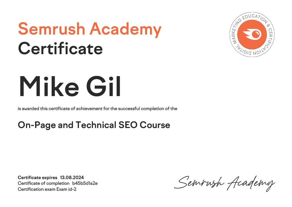 On Page Technical Semrush