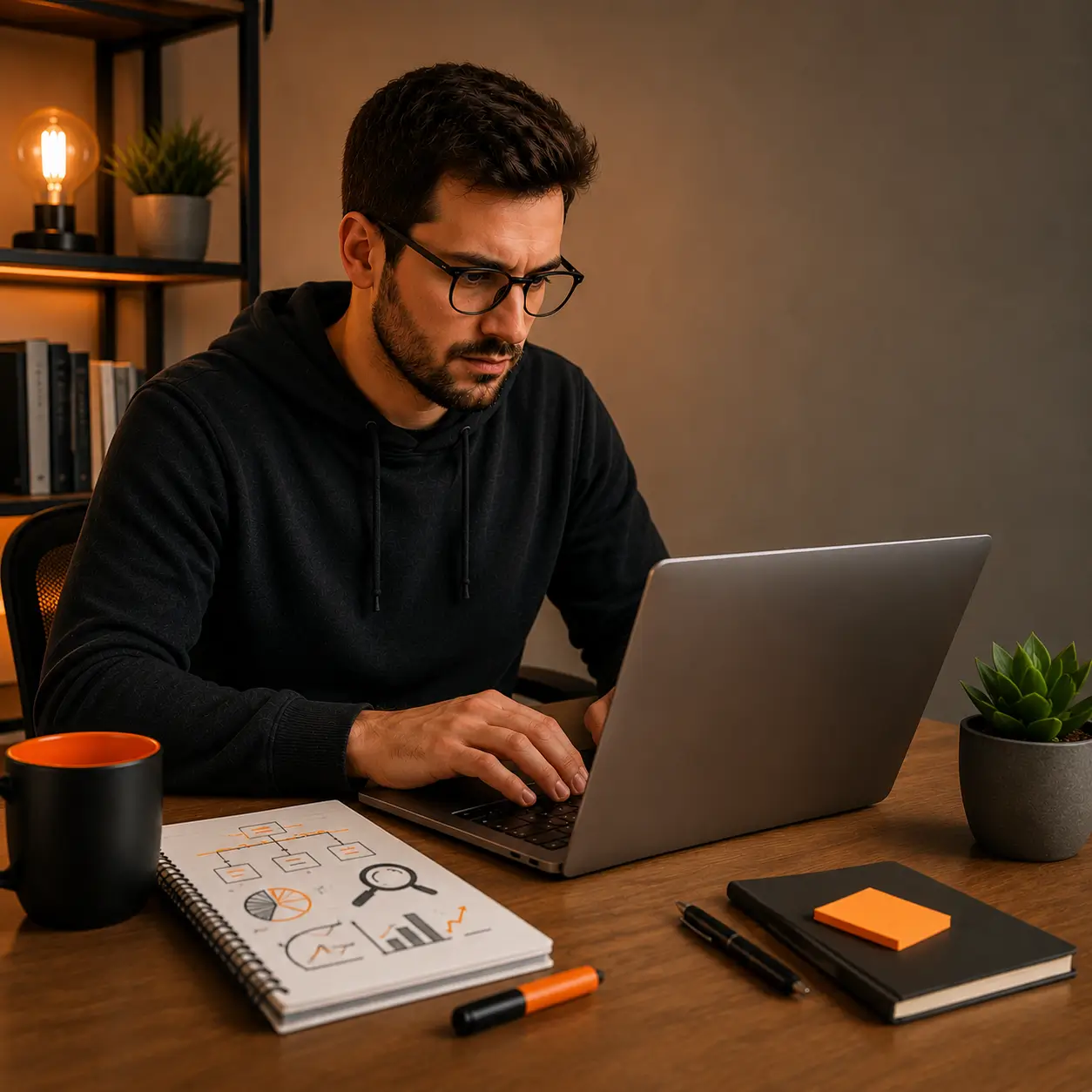 man fixing technical issues of the site